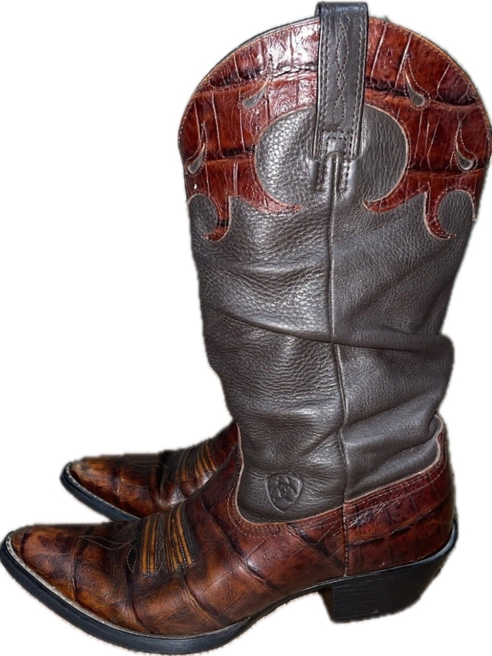 50%offw❤️ Ariat Women's Ginger Croc Gator Slouchy Cowboy Boot 7B s12 flaw